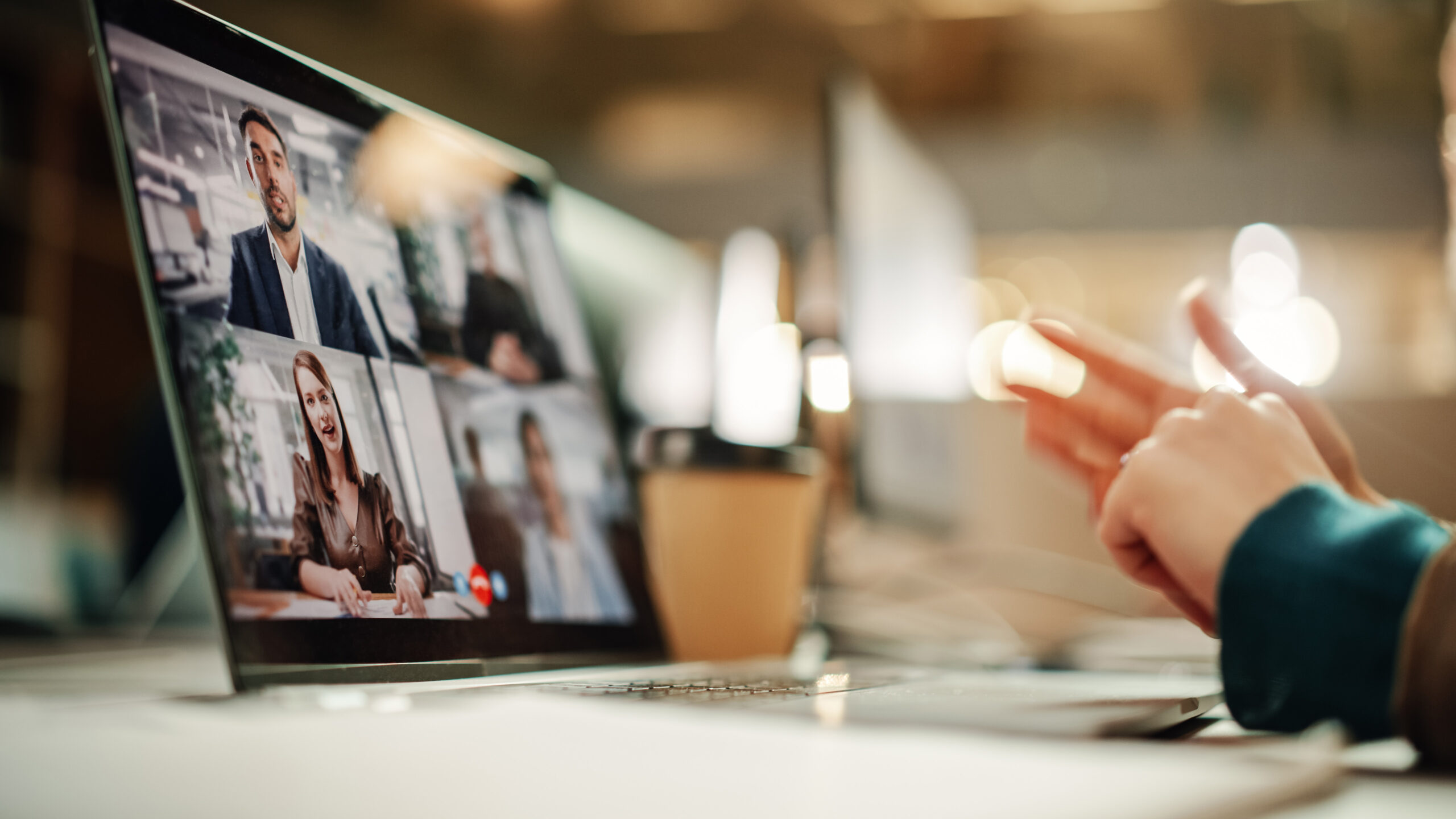 People Conference Meeting Online on a laptop screen