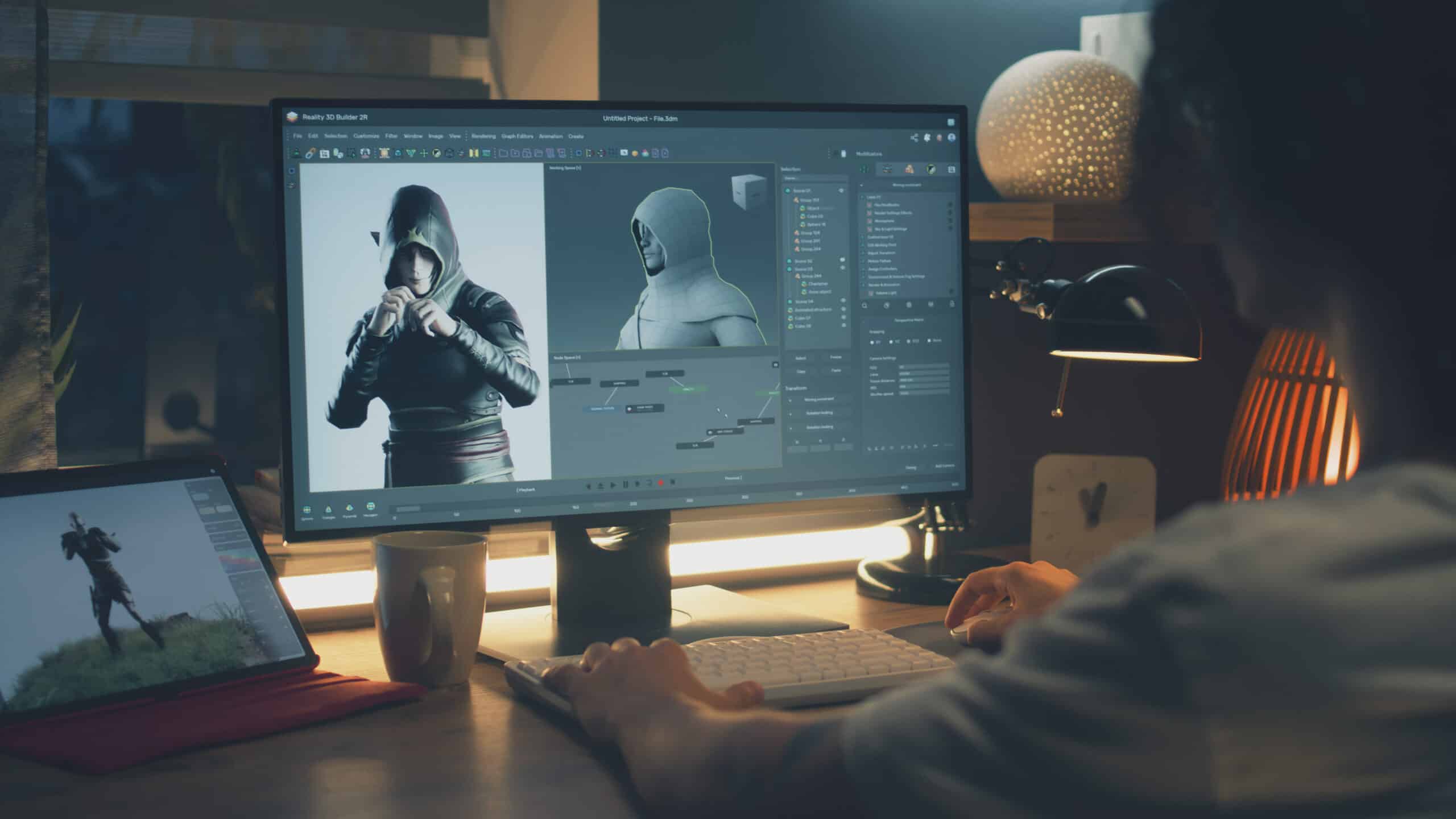 Person sitting at desk playing computer games